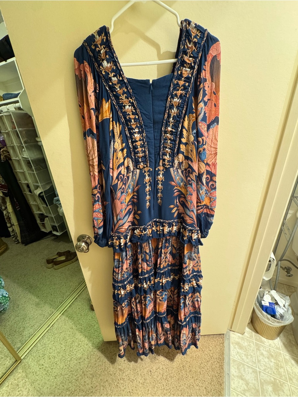 FARM Rio Sea Garden Navy Blue Braid Details Maxi Dress - Picture 3 of 4